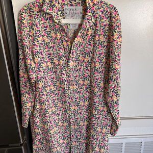 Frank & Eileen Linen Button Down Hunter Dress / Small / Neon Floral